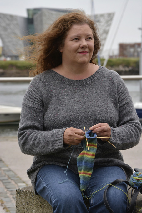 World Wide Knit in Public Day and the Titanic building