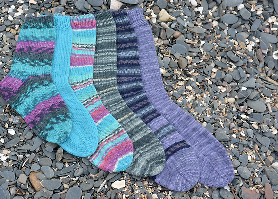 Hand knitted Socks Size 6-7 Socks Multi Colors of Blue