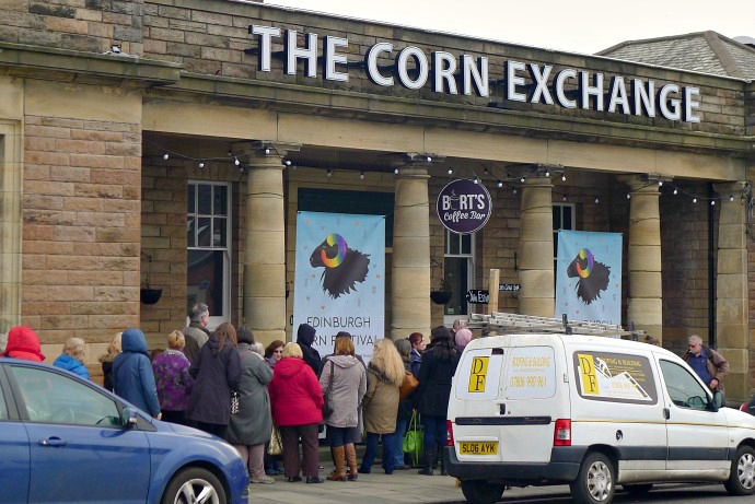 Edinburgh Corn Exchange with queue