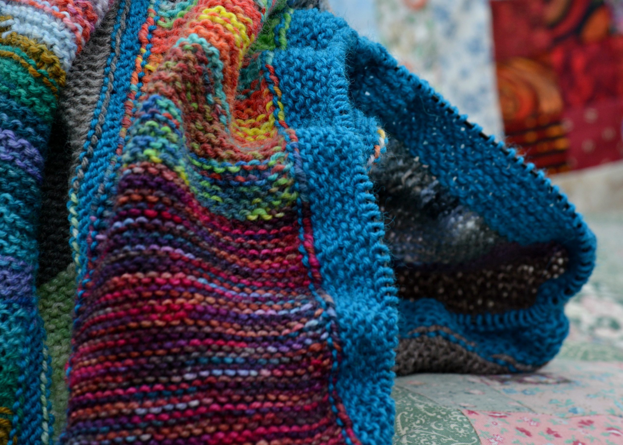 Garter stitch striped blanket clearance